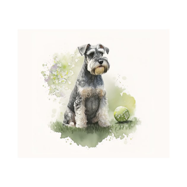 Miniature Schnauzer Watercolour Painting by TheArtfulAI