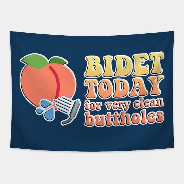 BIDET TODAY for very clean buttholes - peach Tapestry by Stacey Leigh