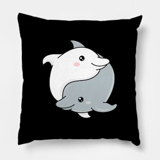 Cute Yin Yang Dolphins Pillow