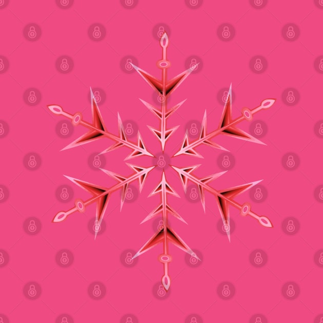 Minimalistic Red Snowflake Hand Drawn Art by taiche