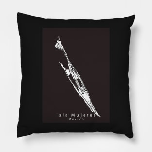 Isla Mujeres Mexico Island Map Pillow