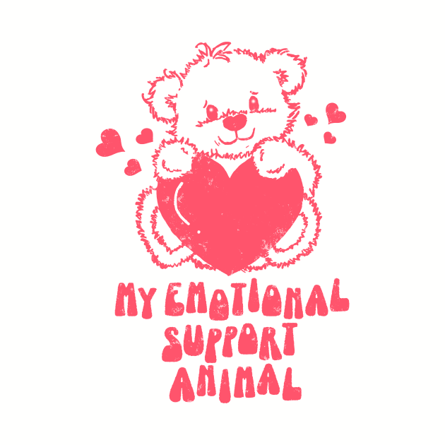 My Emotional Support Animal, Retro Cartoon Bear I Love You Beary Much by SilverLake