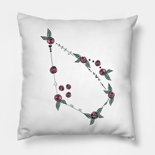 Auriga (The Charioteer) Constellation Roses and Hearts Doodle Pillow