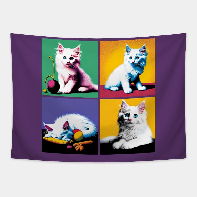 Turkish Angora Pop Art - Cute Kitties Tapestry by PawPopArt