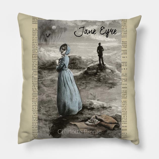 Jane Eyre Book Cover Art Pillow by booksnbobs