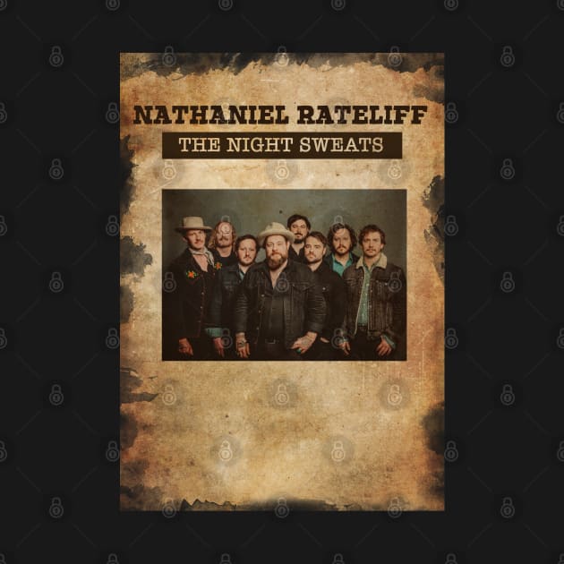 Vintage Old Paper 80s Style Nathaniel Rateliff and The Night Sweats by Madesu Art