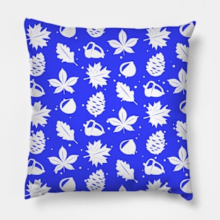 Graphic Nature Pattern on Blue Background Pillow