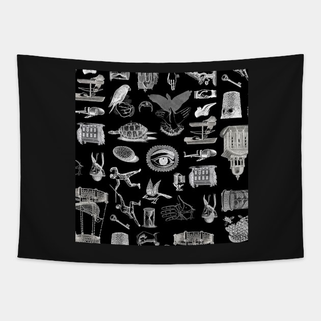 Wingbats - Gothic Miscellany in black. Tapestry by winterwinter