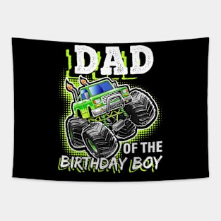 Mens Dad Of The Birthday Boy Monster Truck Birthday Novelty Tapestry