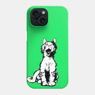 Yawning Cat on Green Phone Case