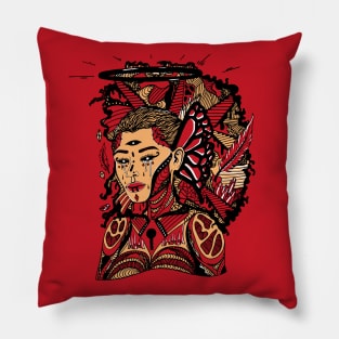 Red Cream Jupiter Cries Pillow