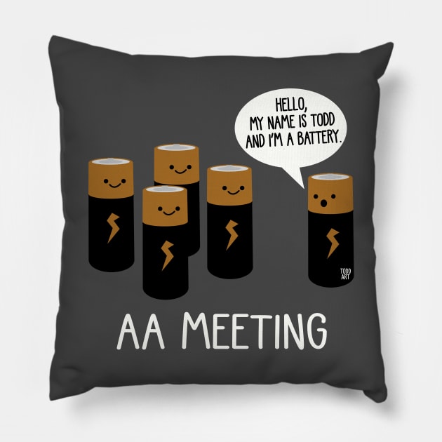 AA MEETING Pillow by toddgoldmanart