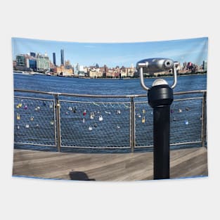 Manhattan Skyline Love Padlocks New York City Tapestry