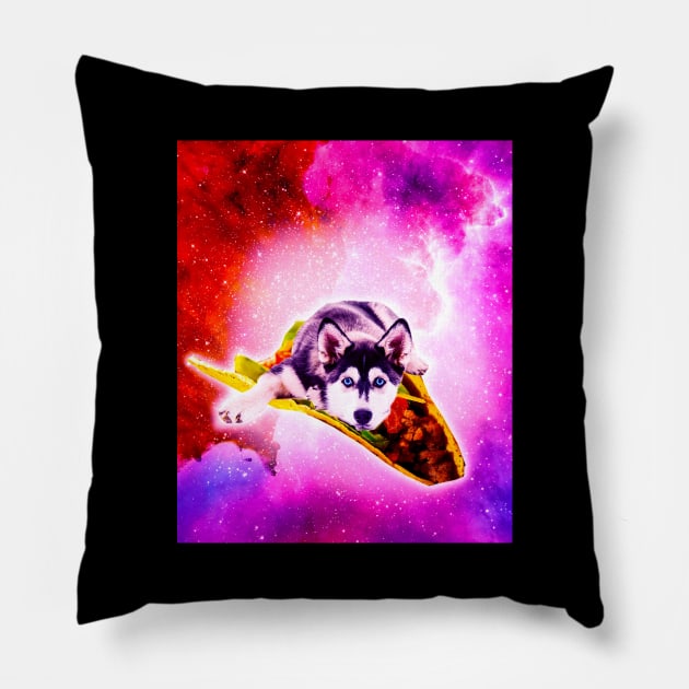 Outer Space Galaxy Dog Riding Taco Pillow by Random Galaxy