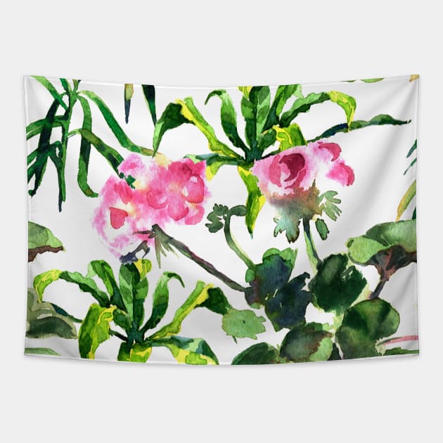 Seamless tropical flower Tapestry by Olga Berlet