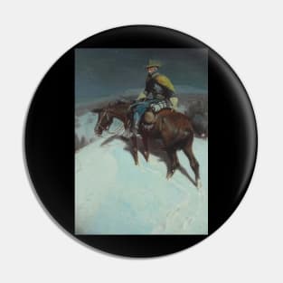 Lone Rider At Night - Vintage Western American Art Pin