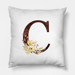 Floral Monogram C Lovely Autumn Foliage Pillow