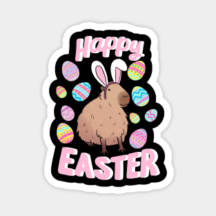 Happy easter funny capybara wearing bunny ears Magnet