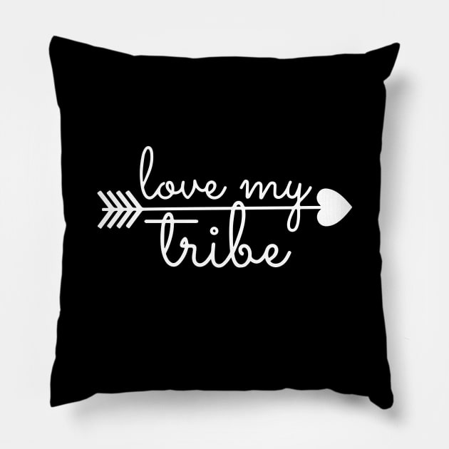 Love My Tribe Funny Quote Mom Saying Heart Arrow Pillow by ZimBom Designer