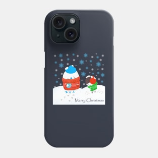 Bluejay and Chickadee on the snow Phone Case