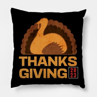 ThanksGiving 2023 Turkey Illustration - Perfect for Thanksgiving Celebration Pillow