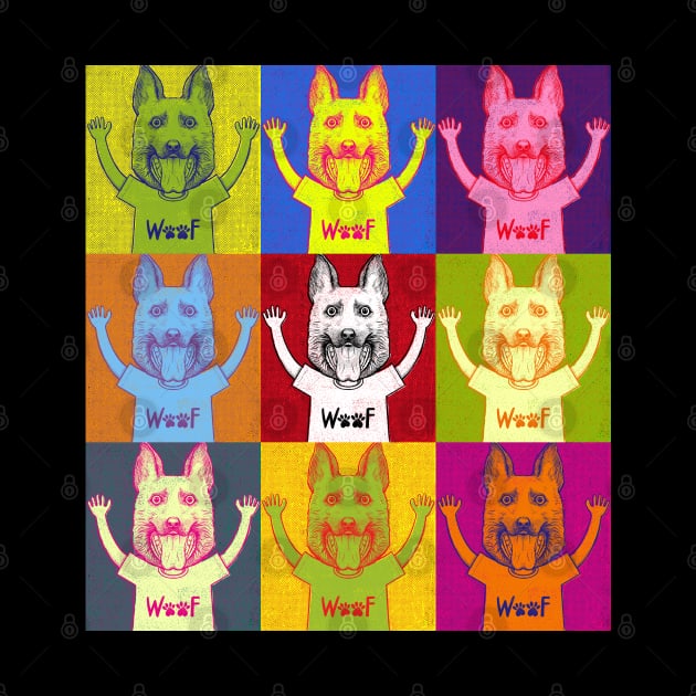 Woof Dog Head Warhol Kid by RGB Ginger