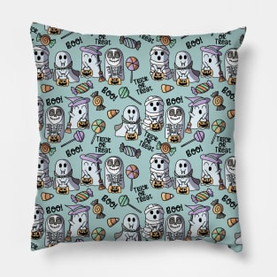 Copy of Ghosts Go Trick or Treating - Halloween Pattern - Pastel Colors Pillow