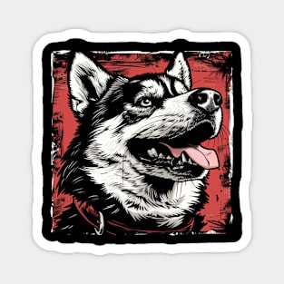 Retro Art Alaskan Malamute Dog Lover Magnet