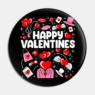 Happy Valentines Day Cute Heart Love Flower Pattern Pin