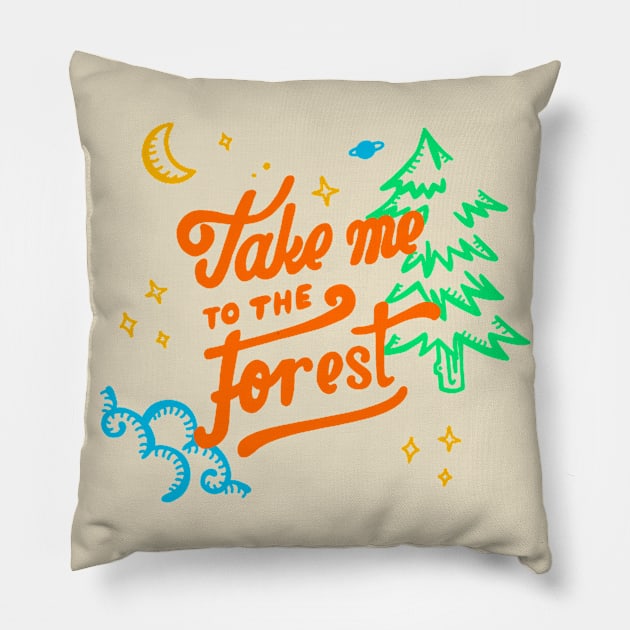 Take Me To The Forest Pillow by Mako Design 