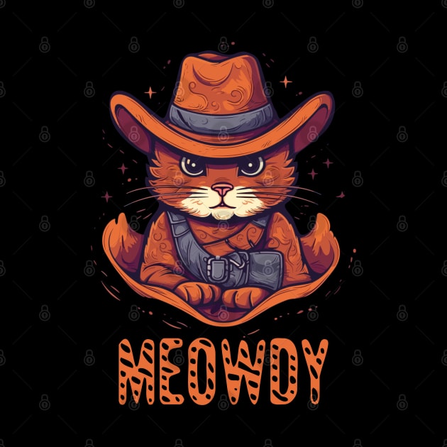 Funny Cat Cowboy Cowgirl Meow Howdy Meowdy by KsuAnn