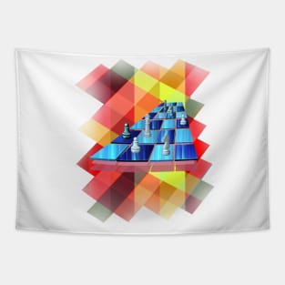 Chess with chequered background design Tapestry