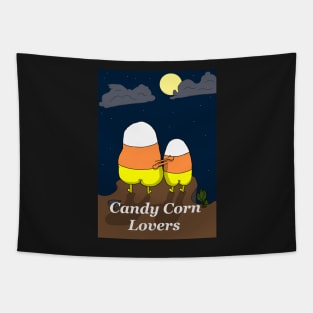 Candy Corn Lovers Moonlight Embrace Tapestry