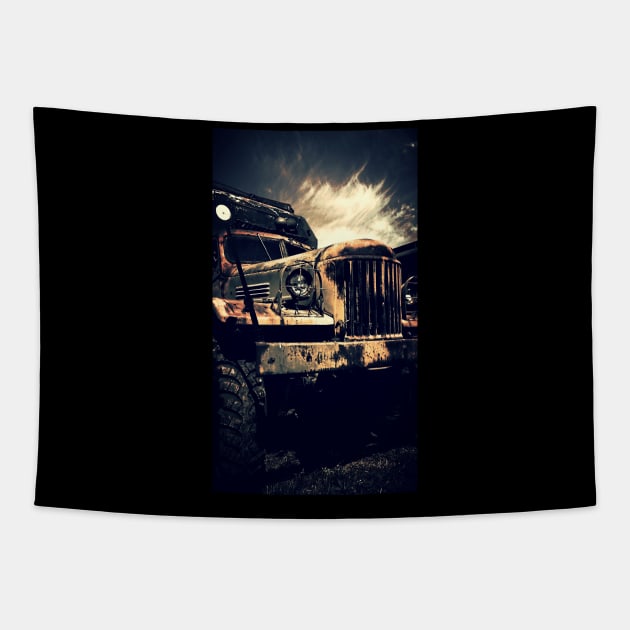 Military car Tapestry by hasztag69