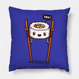 Chop-Stilts Original Funny Kawaii Cute Sushi Cartoon For Sushi Lovers Pillow