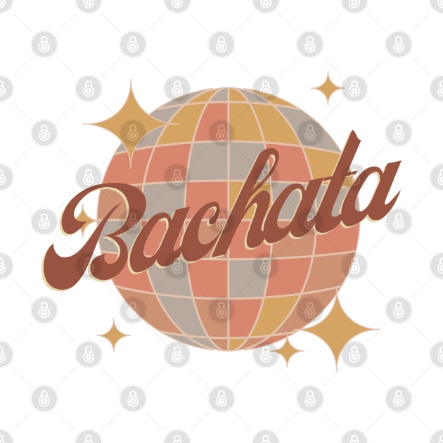 New Bachata Design in retro style with disco ball in brown by Bailamor