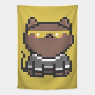 Pixel Quiet Brown Cat 73 Tapestry