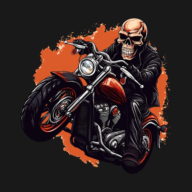 skull riding a motorcycle by javierparra