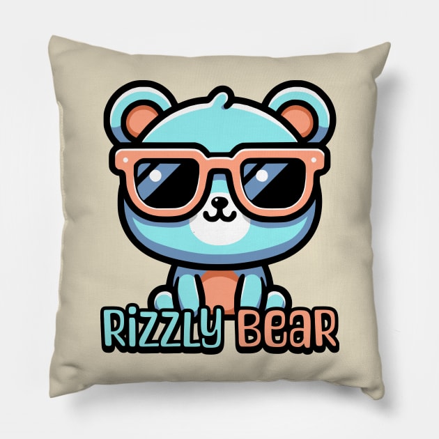 Rizzly Bear? Cute Bear Pun Pillow by Cute And Punny