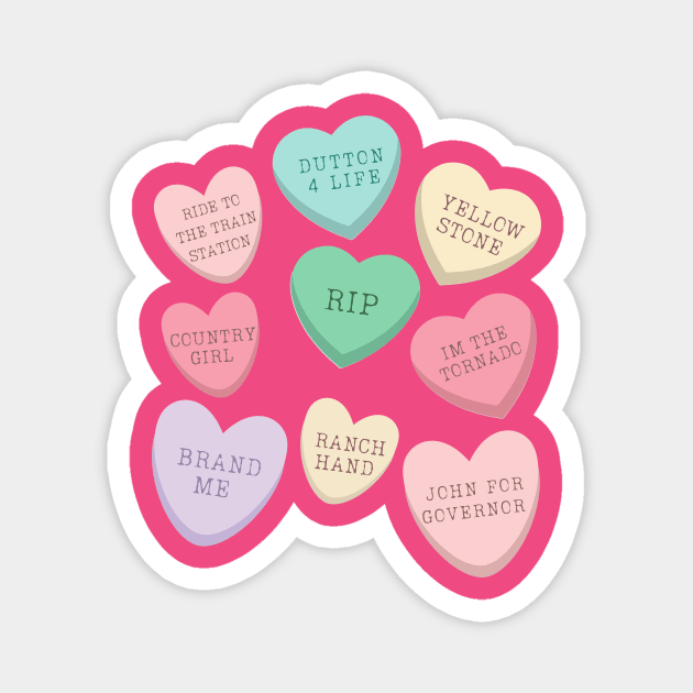 Yellowstone Valentines Conversation Hearts Magnet by WearablePSA