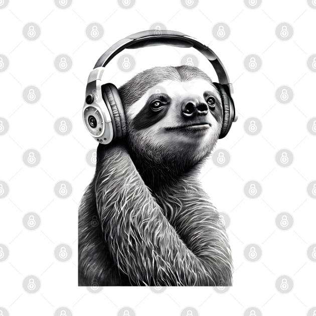 Sloth Painting Wearing Headphones by ArtisticCorner