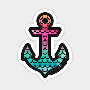 Mermaid Anchor Rainbow Fish Scale Sticker for Mermaids Lovers Pink Green Blue Magnet