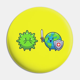 World Fighting Corona Virus Cartoon (2) Pin