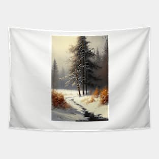 Winter ways: A Minimalistic Abstract landscape art Tapestry