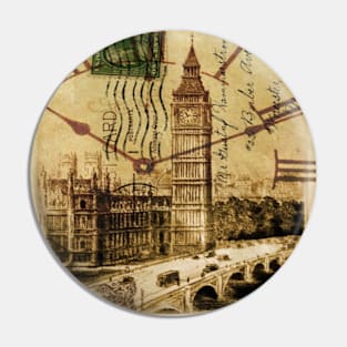 1980s dark academia UK landscape vintage london Thames River Big Ben Pin