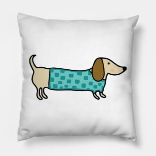 Cute dachshund in mint blue Pillow