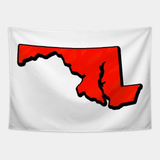 Bright Red Maryland Outline Tapestry