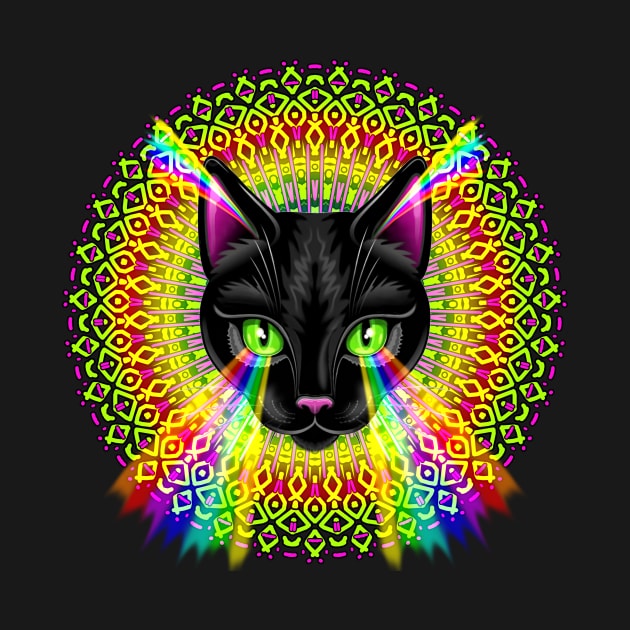 Cat Mandala Rainbow Surreal Art by BluedarkArt