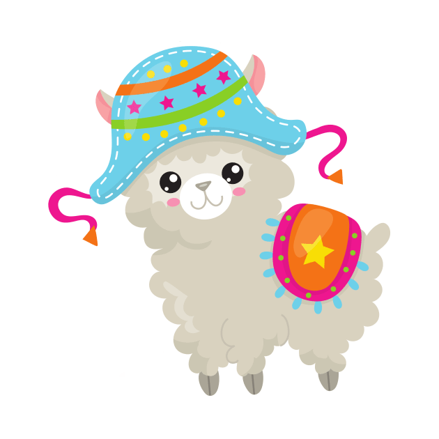 Cute Llama, Little Llama, Alpaca, Llama With Hat by Jelena Dunčević