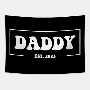 Daddy EST. 2023 Fathers Day Gift Funny Vintage Groovy Tapestry